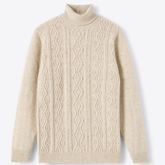 Proper Cloth Italian Merino Wool Turtleneck Sweater Beige Medium New W Tags